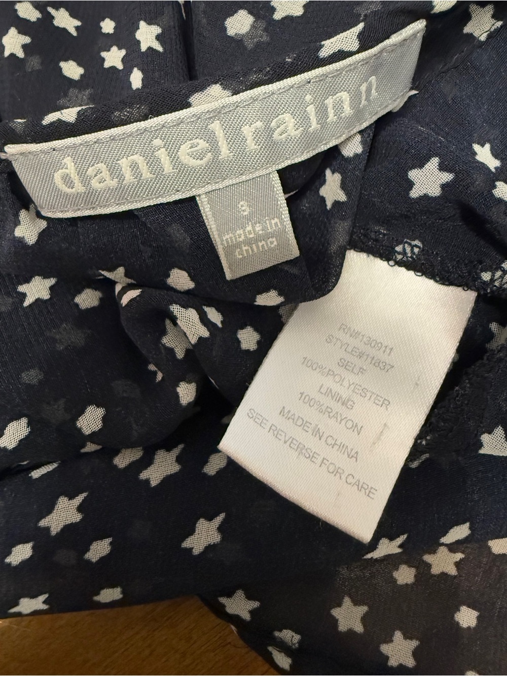 #17) Daniel Rainn Black Sheer Star-Print Peasant Blouse - Picture 7 of 7